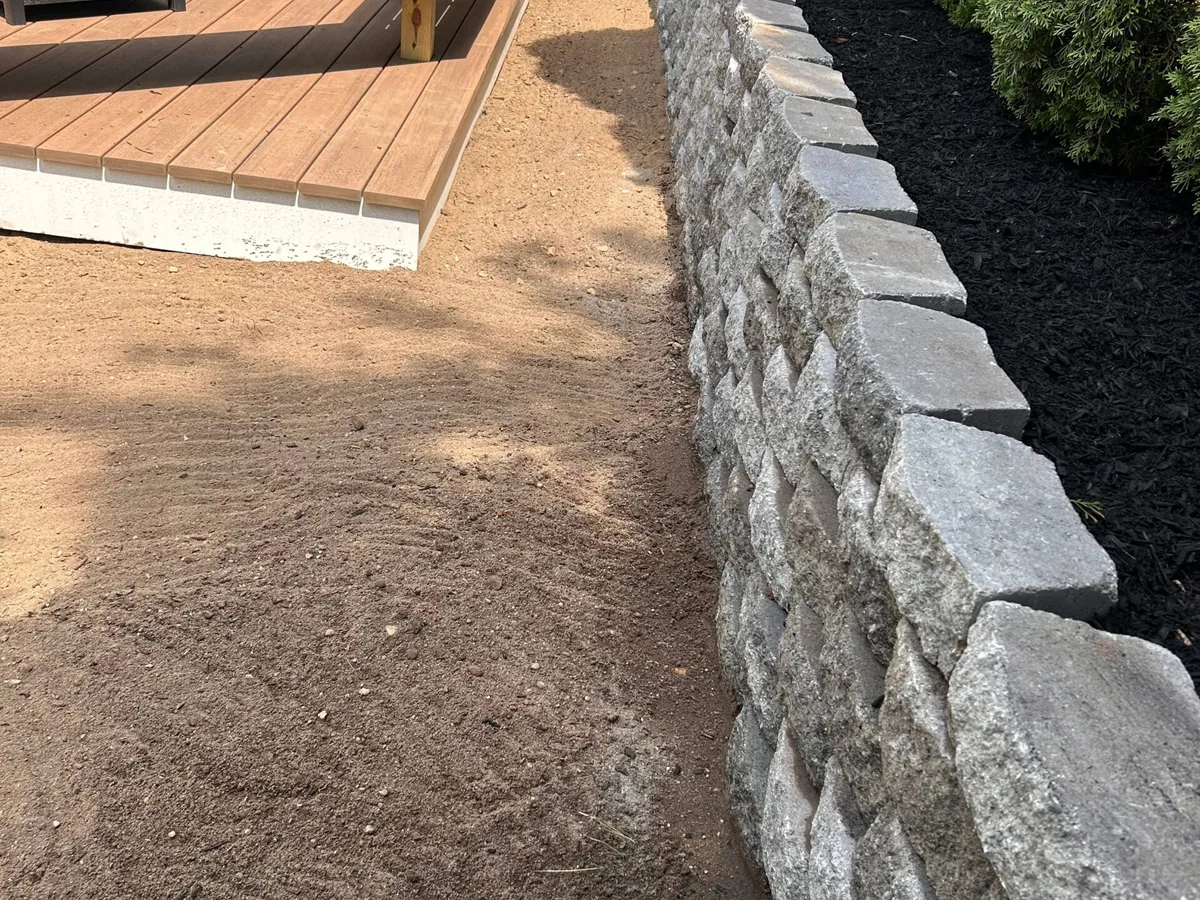 Long fieldstone retaining wall on Martha's Vineyard