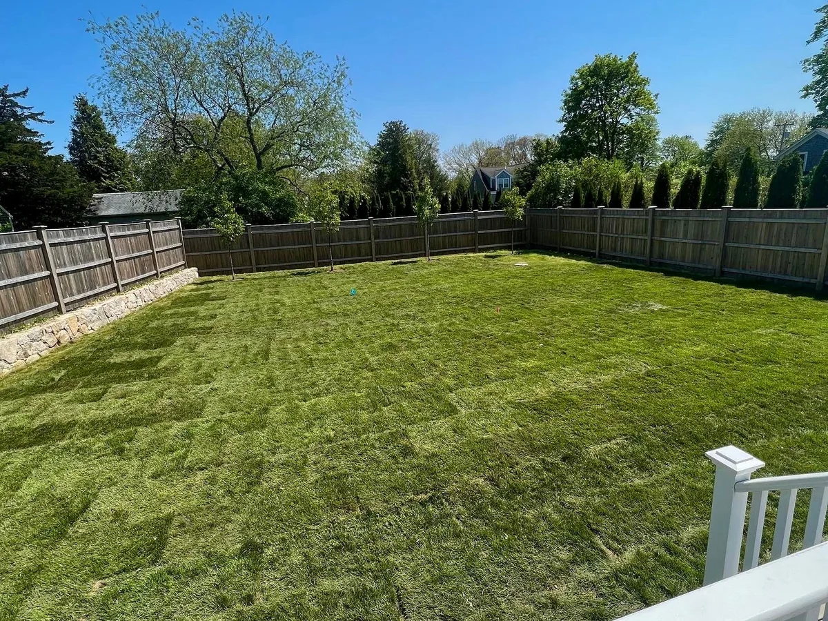 New sod with white fence on Martha's Vineyard